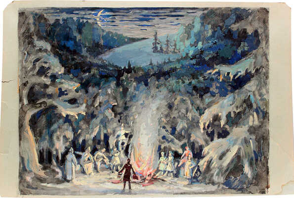 Ольшанецкая-Файдыш Лидия Ильинична. Эскиз декорации к пьесе С.Я. Маршака «12 месяцев» 